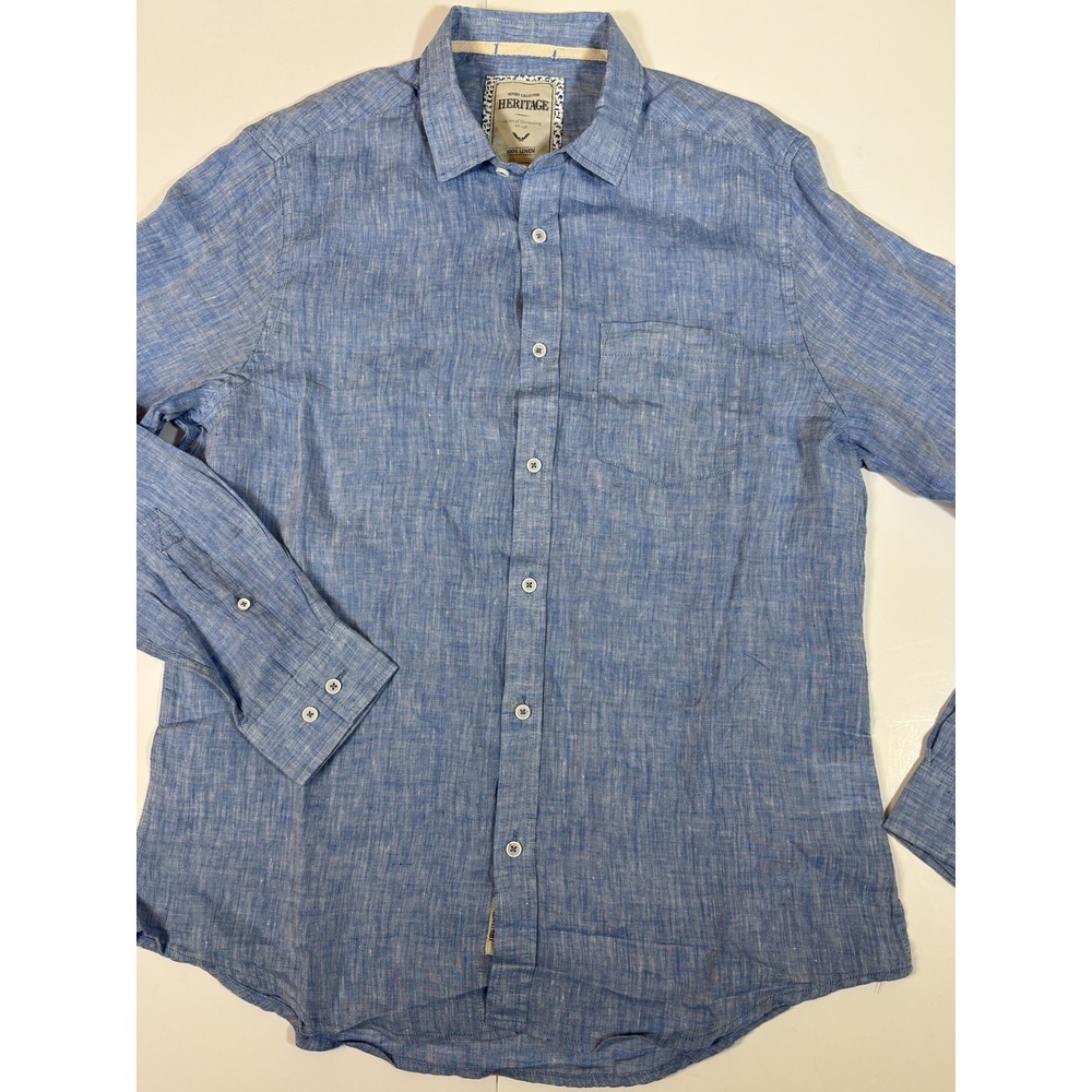NEW - Report Collection Heritage 100% Linen Long Sleeve Button Up Men's (L)